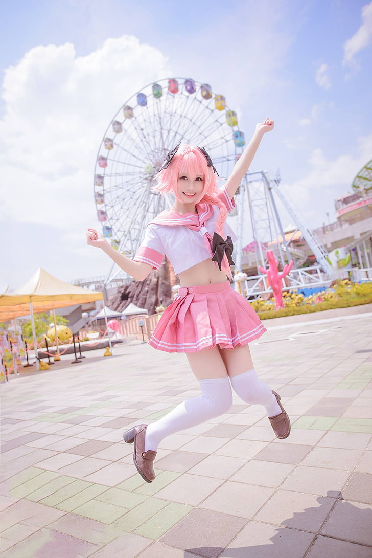 cosplay, Asian, pink hair, dyed hair, Fate/Grand Order, Astolfo (Fate/Apocrypha)