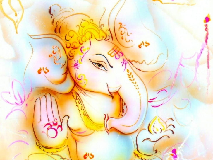 Ganesha Art, Lord Ganesha wallpaper, God, beautiful, art and craft, HD wallpaper