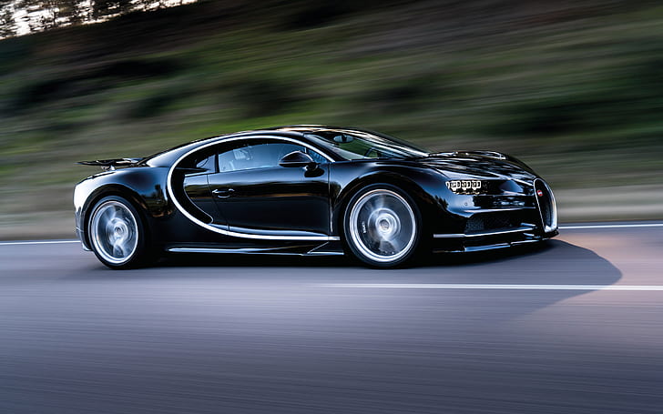Bugatti Chiron, Super Car, vehicle, road, motion blur
