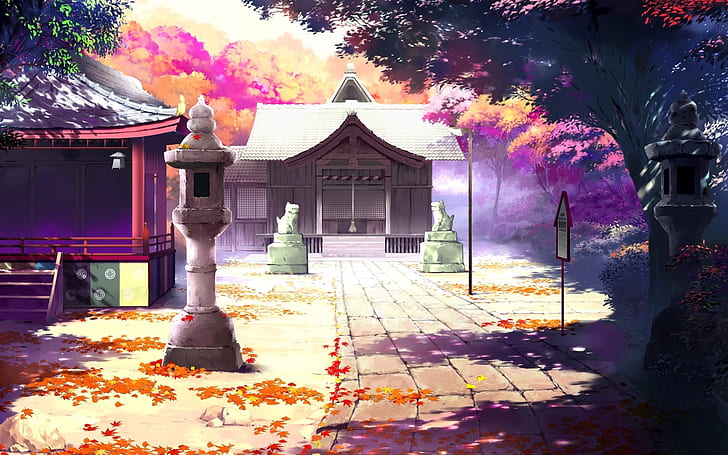HD wallpaper: Beautiful anime scenery, houses, autumn | Wallpaper Flare