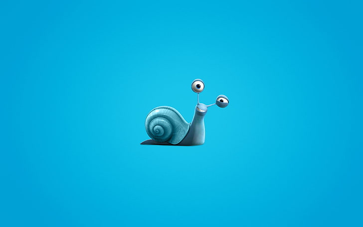 gray snail illustration, minimalism, blue background, Turbo, backgrounds, HD wallpaper