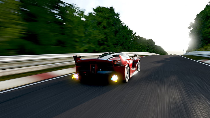 Forza, Ferrari, car, Forza Motorsport, Forza Motorsport 7, rear angle view, HD wallpaper