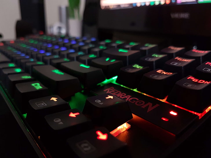 backlight, computer keyboard, gamer, gaming, mechanic, redragon, HD wallpaper