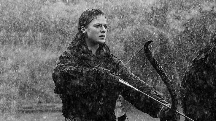 Rose Leslie, Game of Thrones, monochrome, Ygritte