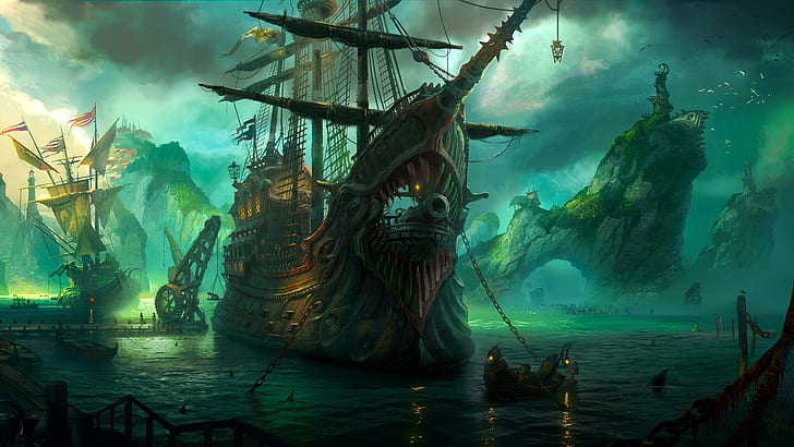 League of Legends, fantasy art, pirates, ports, Bilgewater, HD wallpaper