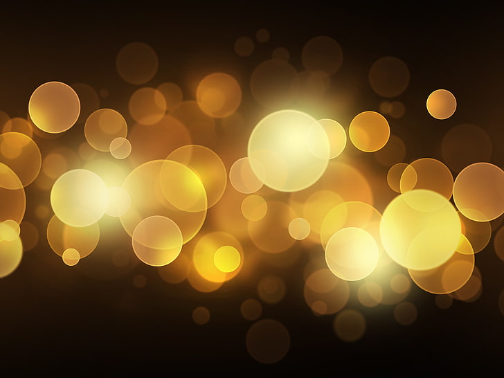yellow bokeh lights, circles, defocused, backgrounds, abstract, HD wallpaper