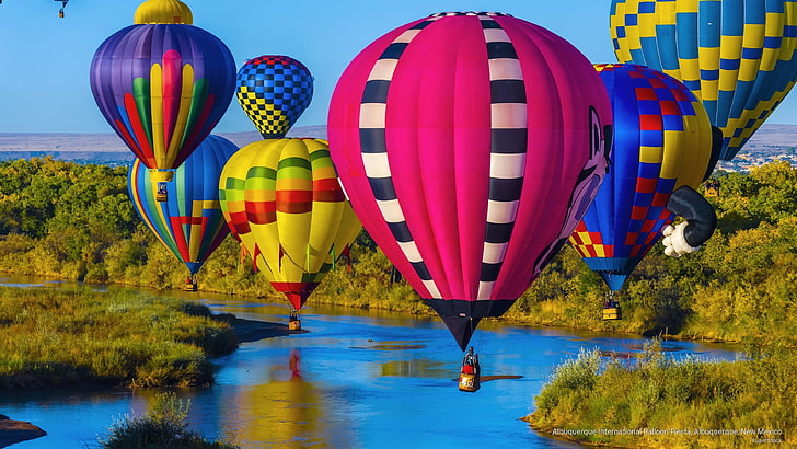 hot air balloon lot, the sky, landscape, balls, sport, USA, New Mexico, HD wallpaper