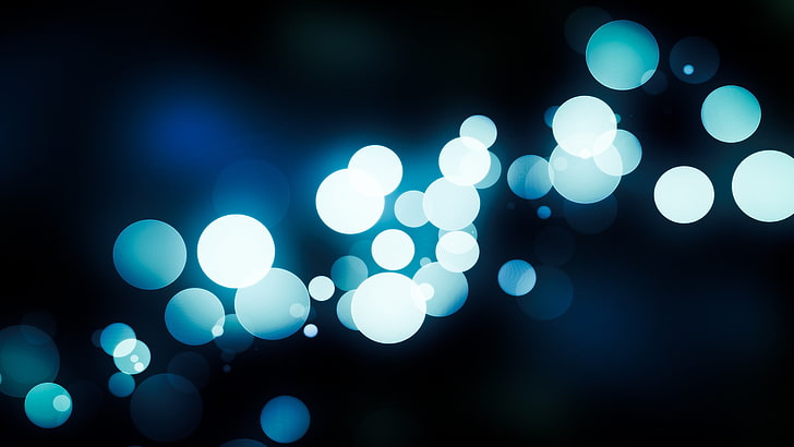 blue bokeh wallpaper, white and blue photography of bokeh, abstract, HD wallpaper