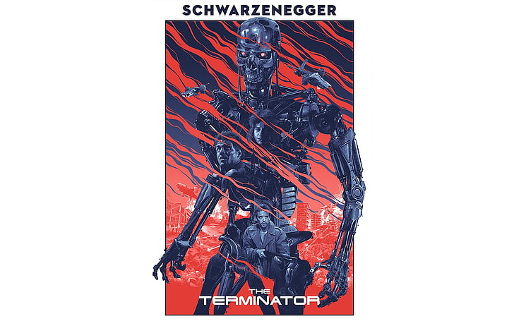 The Terminator poster, movies, science fiction, fan art, Arnold Schwarzenegger, HD wallpaper