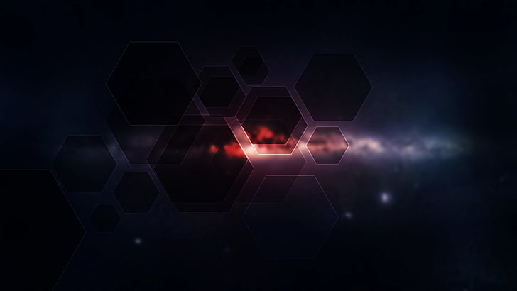 cosmic screenshot, space clouds, geometric figures, illuminated, HD wallpaper