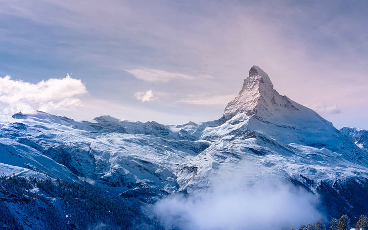 clouds, Matterhorn, nature, Swiss Alps, snow, Europe, mountains, HD wallpaper