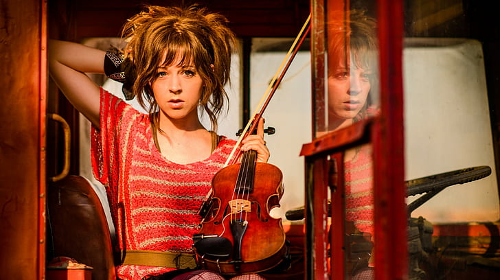 Lindsey Stirling, violin, musical instrument, women, celebrity, HD wallpaper