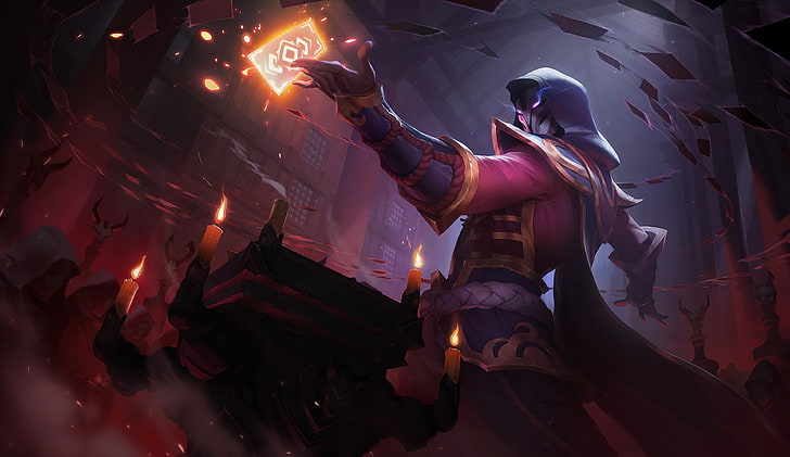 Twisted Fate, League of Legends, Blood moon, real people, illuminated