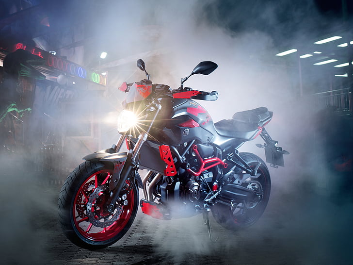 HD wallpaper: black and red Yamaha motorcycle covered in smoke, Yamaha MT-07  | Wallpaper Flare