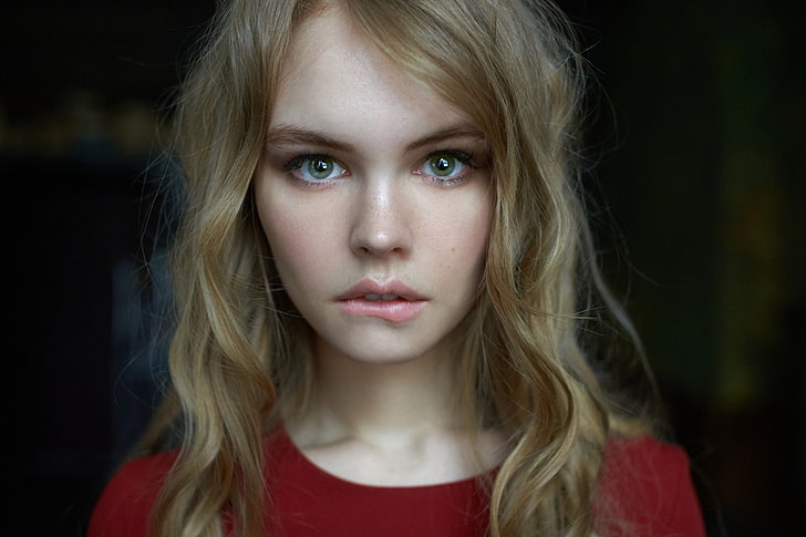 women, Anastasia Scheglova, blonde, model, face, portrait, green eyes, HD wallpaper