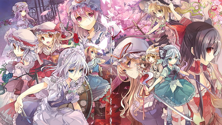 anime girls, Touhou, Konpaku Youmu, Alice Margatroid, Chen, HD wallpaper