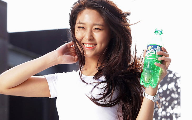 seolhyeon, girl, sprite, kpop, summer, smile, HD wallpaper