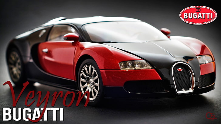 red and black Bugatti Veyron, car, vehicle, mode of transportation, HD wallpaper