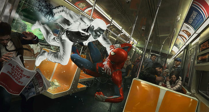 Spider-Man, Marvel Comics, subway, Mister Negative, Spider-Man (2018)