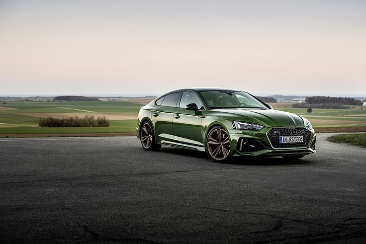 Audi, Parking, green, RS 5, 2020, Sportback, RS5 Sportback, HD wallpaper