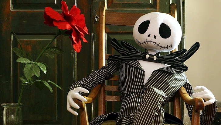 The Nightmare Before Christmas, Movies, Red Flowers, Chair, Sitting, HD wallpaper