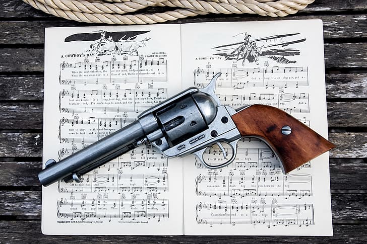 Revolver, Songbook, Cowboy's Day, Colt 45, HD wallpaper