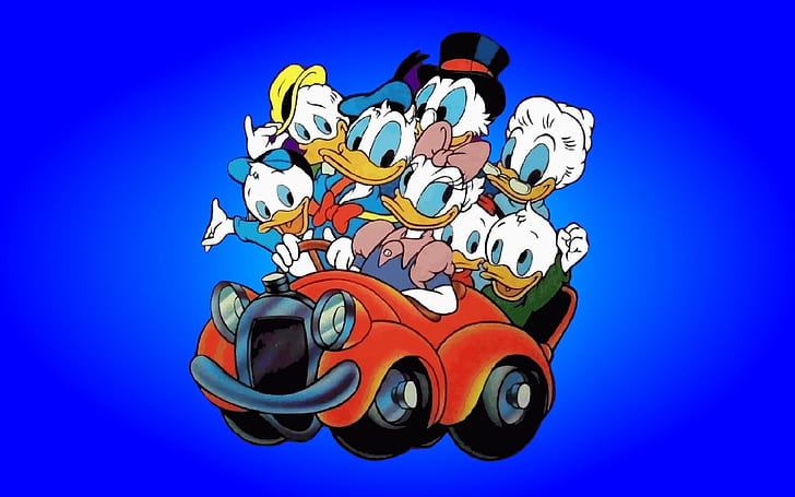 HD wallpaper: Characters From Donald Duck Cartoon Driving Car Duck Family  Hd Wallpaper Download 1920×1200 | Wallpaper Flare
