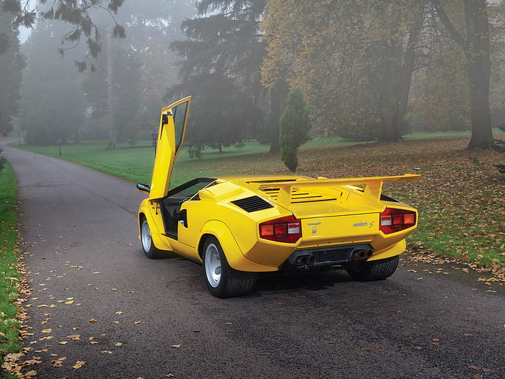 Lamborghini Countach classic car yellow cars, HD wallpaper