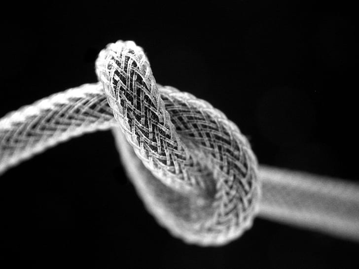 knot, ropes, monochrome, closeup, HD wallpaper
