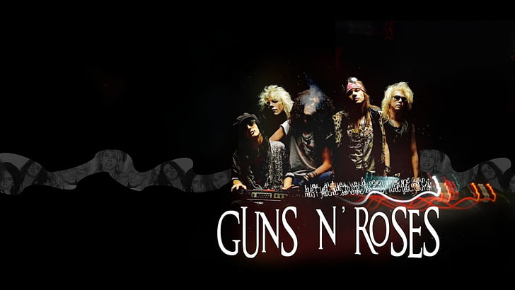 Guns N' Roses digital wallpaper, music, text, western script, HD wallpaper