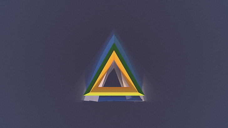 yellow, green, and white triangle logo, Cinema 4D, digital art
