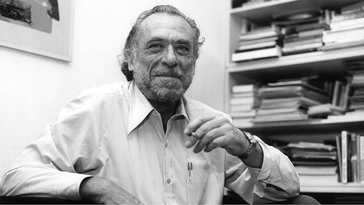 men, writers, Charles Bukowski, beards, smiling, shirt, cigarettes