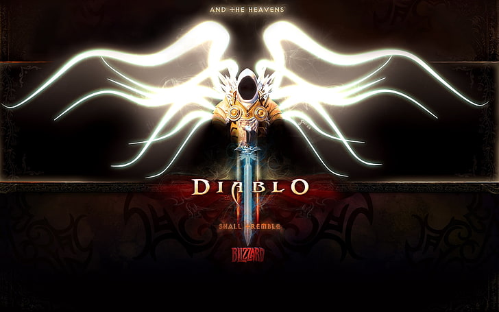 Blizzard Diablo digital wallpaper, diablo 3, tyrael, angel, archangel