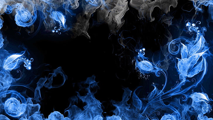 abstract, smoke, shapes, leaves, digital art, smoke - physical structure