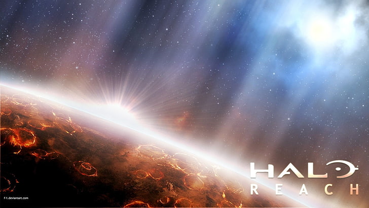 Halo Reach graphic wallpaper, video games, night, sky, star - space