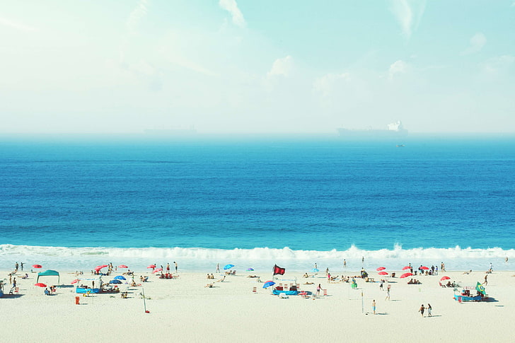 atlantic, beach, blue, brazil, copacabana, fun, hot, ocean, HD wallpaper