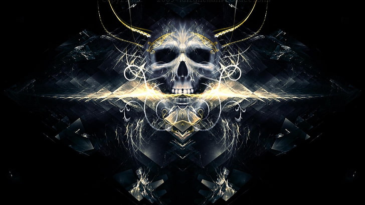 skull ipad  retina, black background, studio shot, indoors