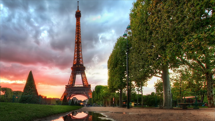Eiffel Tower, Paris, night, France, morning, Eyfeleva Tower, paris - France, HD wallpaper