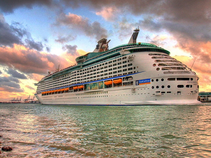 cruise ship, vehicle, sky, cloud - sky, water, nautical vessel, HD wallpaper