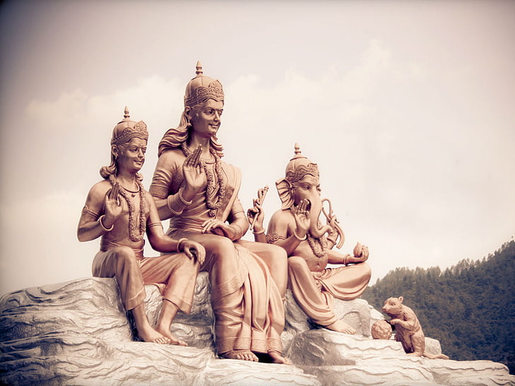 HD wallpaper: Mahadev Family, three Hindu god statues, Lord Shiva, ganesha  | Wallpaper Flare