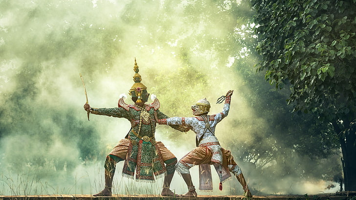 nature, tree, legend, grass, sky, mythology, thai art, theater