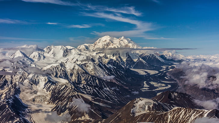 snow, mountain range, panoramic, ridge, massif, 8k uhd, summit
