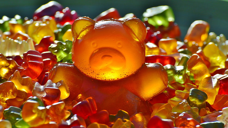 gummy bears, animals, sweets, candies, colorful, food, closeup, HD wallpaper