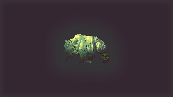 bear illustration, bears, forest, simple, wildlife, copy space, HD wallpaper