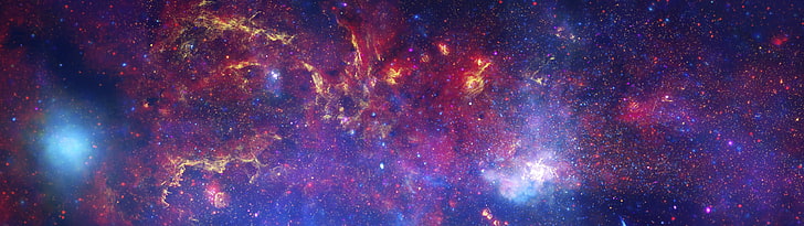 space wallpaper, multiple display, stars, colorful, universe