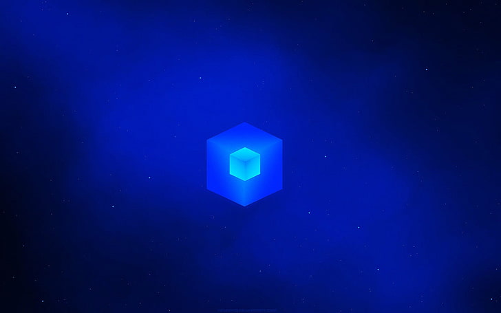 Sony PS4 logo, cube, simple, blue, no people, illuminated, night