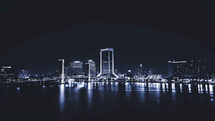 black high-rise building, city scale, cityscape, Jacksonville, HD wallpaper