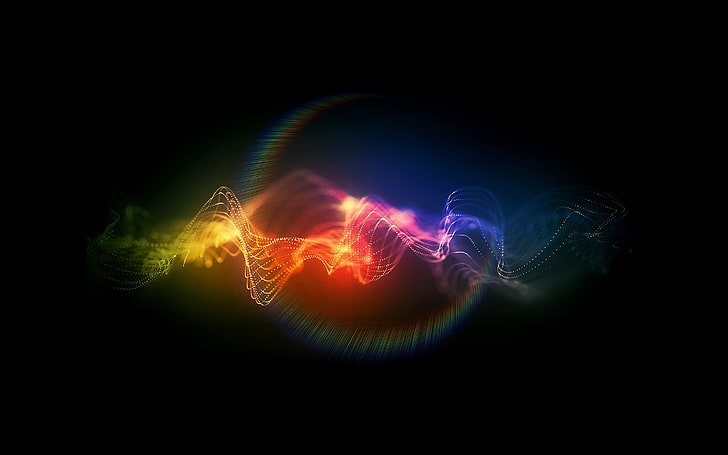 sound, wave, illust, colorful, abstract, pattern, motion, illuminated, HD wallpaper