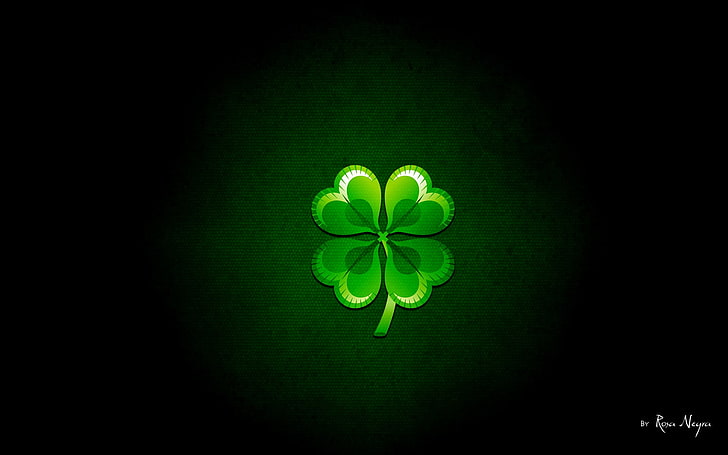 4-leaf clover digital illustration, nature, clovers, green color, HD wallpaper
