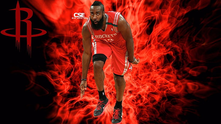 james harden  hd pack, one person, red, front view, indoors